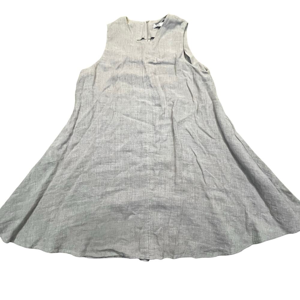 Zara Linen Sleeveless A-Line Shift Dress Neutral Womens Large Beige‎ Summer